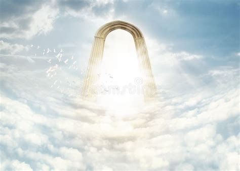 Heaven in the Heavens. Shot of the Pearly Gates Above the Clouds. Stock Image - Image of stone ...