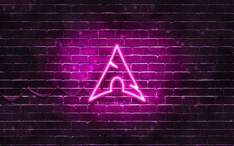 Download wallpapers Arch Linux purple logo, 4k, OS, purple brickwall, Arch Linux logo, Linux ...