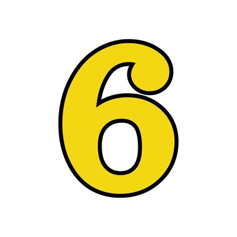 the number six is yellow and black