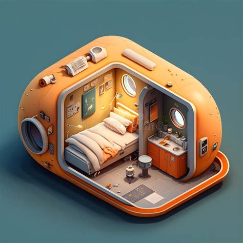 Interior of a Doomsday Escape Pod. Stock Illustration - Illustration of ...