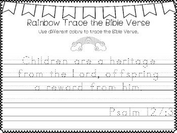 Psalms for Kids-Psalm 127:3 Bible Verse Tracing and Coloring Worksheets.