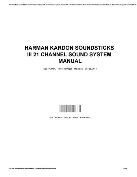 Harman kardon soundsticks iii 21 channel sound system manual by Lisa ...