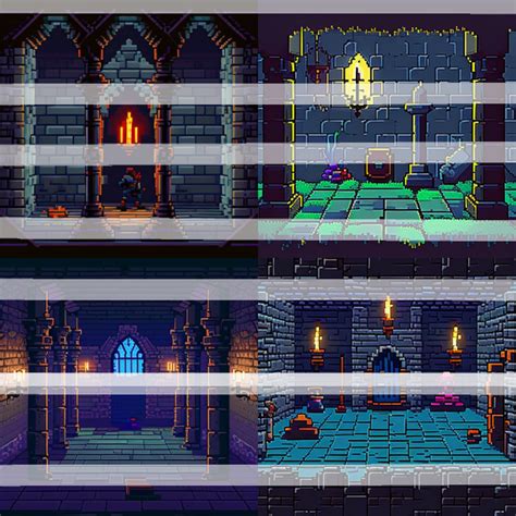 Pixel Art Dungeon Backgrounds by 3dStudios