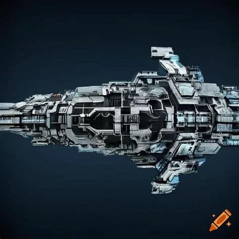 Sci-fi space battleship with roman architecture elements on Craiyon