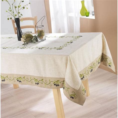 Nappe de table 150x240cm OLIVE NOIRE Lin/Polyester - Achat / Vente ...