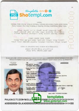 Sri Lanka passport template in PSD format, fully editable