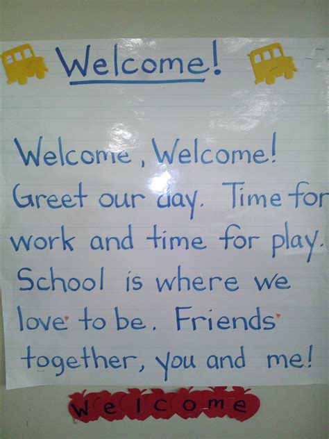 Pin on Teacher Ideas | School songs, Welcome to school, Kindergarten poems