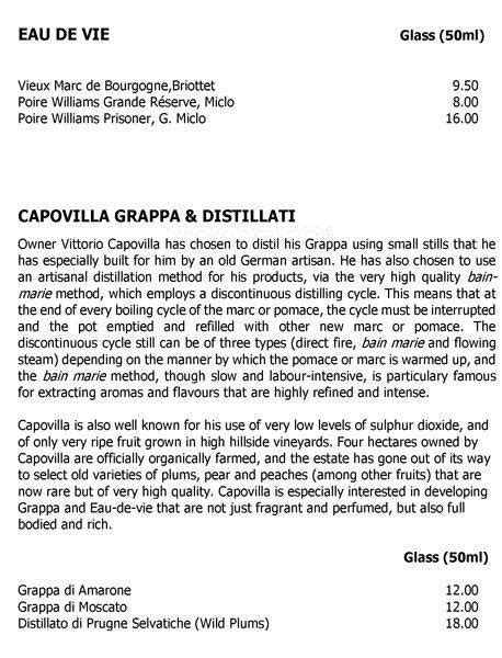 Menu at Galvin La Chapelle restaurant, London