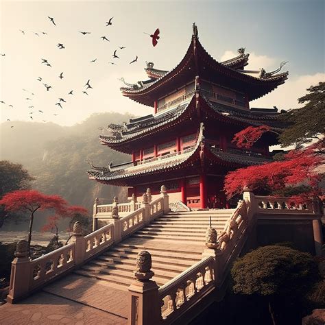 Premium AI Image | Chinese temple view