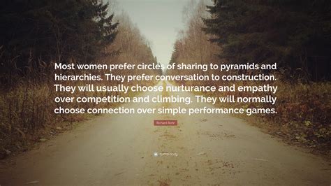 Richard Rohr Quote: “Most women prefer circles of sharing to pyramids and hierarchies. They ...