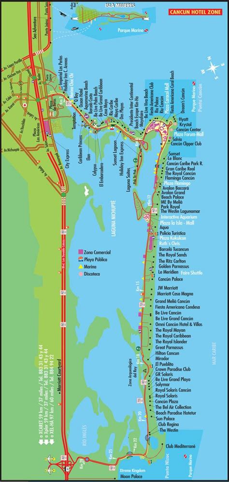 Cancun Hotel Zone Map | Mapa de cancún, Hoteles en cancun, Cancún