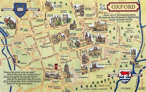 Oxford Map University New College Christ Church | Oxford map, Oxford ...