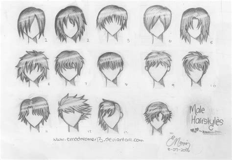 14 Male Anime Hairstyles by MadLittleW0nderland on DeviantArt