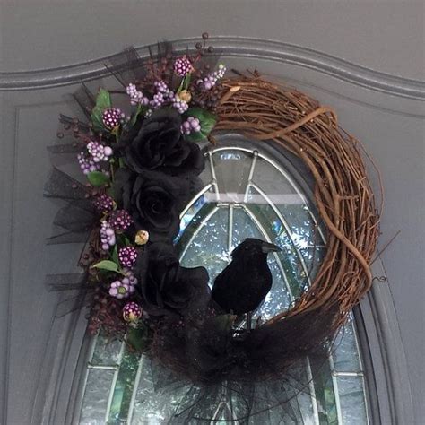 Raven Wreath, Crow Wreath, Pagan Wreath, Fall Wreath, Samhain Wreath, Black Rose… | Samhain ...