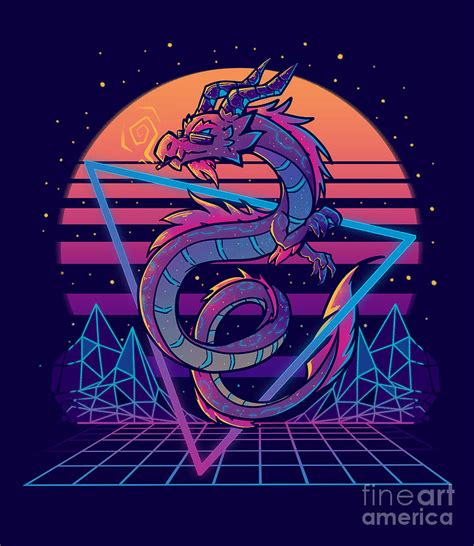 RetroWave Dragon Aesthetic Digital Art by Sarah Richford - Fine Art America