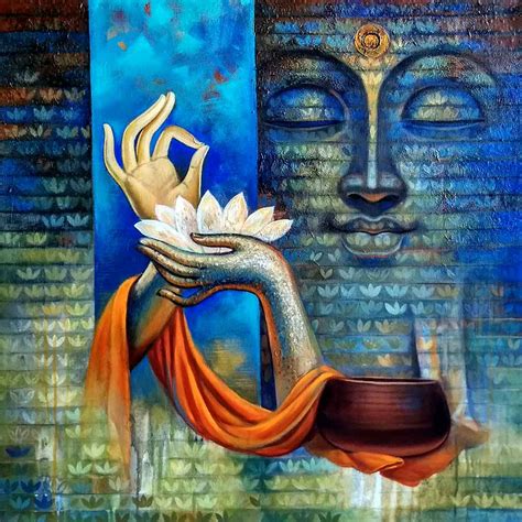 Buy Buddha-2 Painting With Acrylic On Canvas By Sanjay Lokhande ...