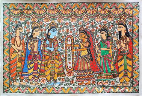 Ram Sita Vivah- Madhubani Painting(22"X15") - International Indian Folk ...