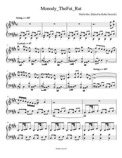 Monody The Fat Rat Sheet music for Piano (Solo) | Musescore.com