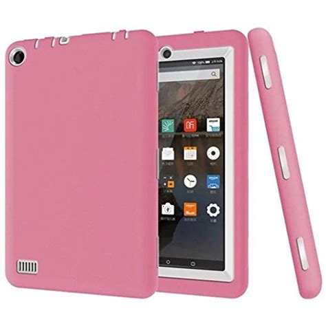 Fheaven Kid Rugged Shockproof Protective Cover Case for Amazon Kindle Fire 7 2015 Tablet (pink ...