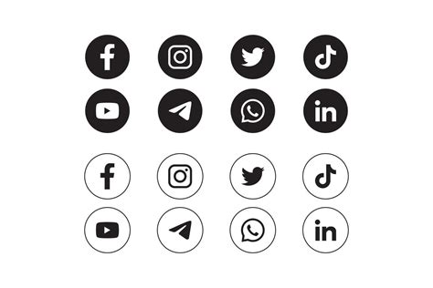 Set of social media icons in white background 10687896 Vector Art at Vecteezy