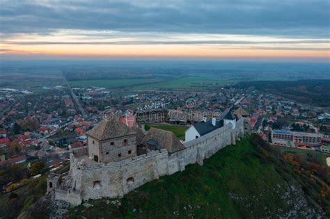 Aerial View about Castle of Sumeg at Dusk. Stock Photo - Image of ...