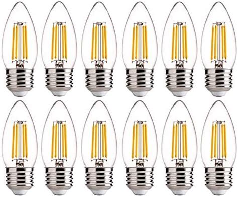 OMAYKEY 2W LED Candelabra Bulbs 25W Equivalent 3000K Soft White 250 LM, E12 Base Frosted Glass ...