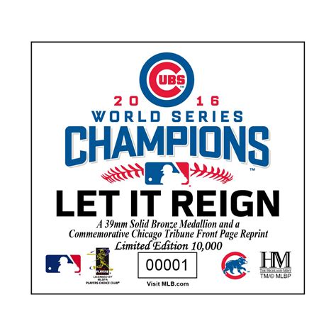 Chicago Cubs 2016 World Series Champions Photo Mint - Sports Section ...