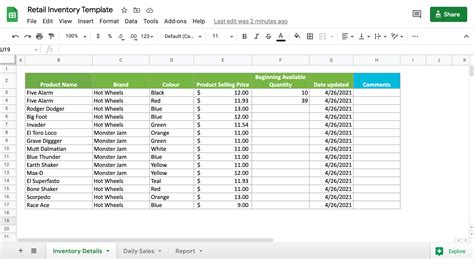 Google Sheets Inventory Management System Template