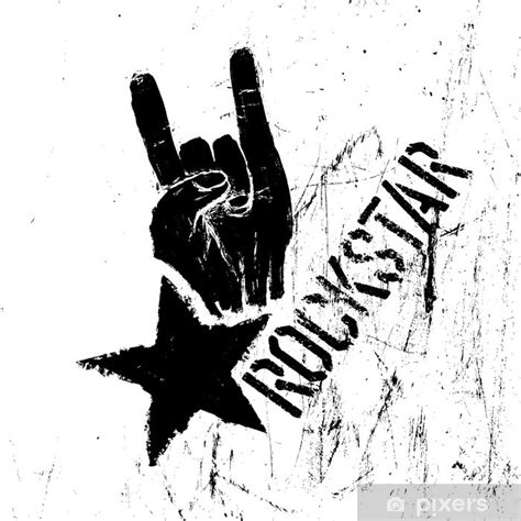 Wall Mural Rockstar symbol with sign of the horns gesture. Vector template - PIXERS.US