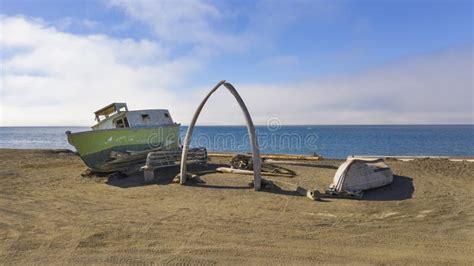 The Barrow Whale Bone Arch Utqiagvik Alaska Artic Ocean North America Stock Image - Image of ...