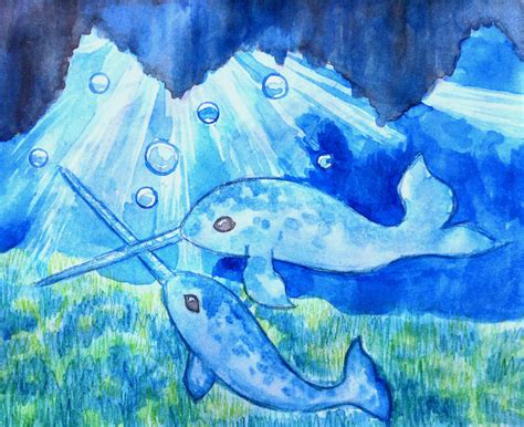 Narwhals, narwhals, swimming in the ocean by Radioactive-Ink on DeviantArt