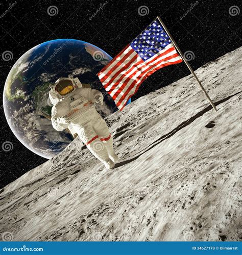 Walking On The Moon 3d Illustration Stock Illustration - Illustration ...