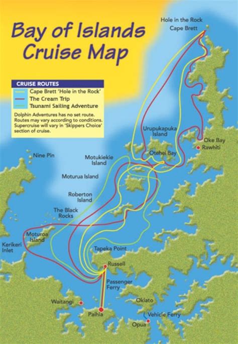 Bay of Islands Cruise Map | Island cruises, Bay of islands, Sailing ...