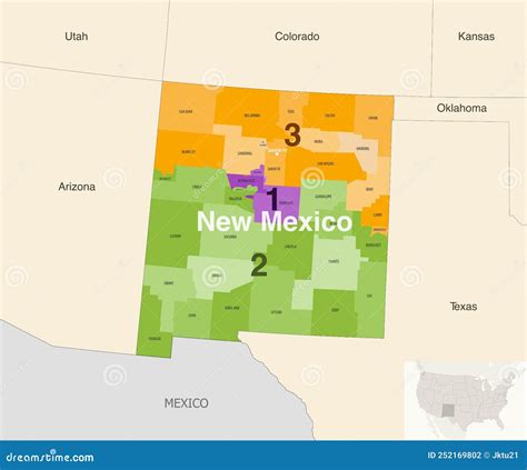 New Mexico State Counties Colored by Congressional Districts Vector Map ...