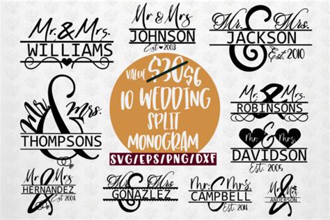 Modern Wedding Split Monogram Bundle SVG Graphic by CoralCutsSVG ...