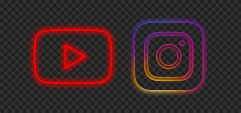 HD Beautiful Youtube Instagram Neon Logos Icons PNG | Citypng