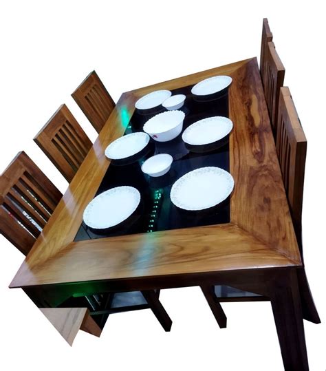 Teak Wood Dining Table Set at Rs 47500/set | Dining Table Set in Thiruvananthapuram | ID ...