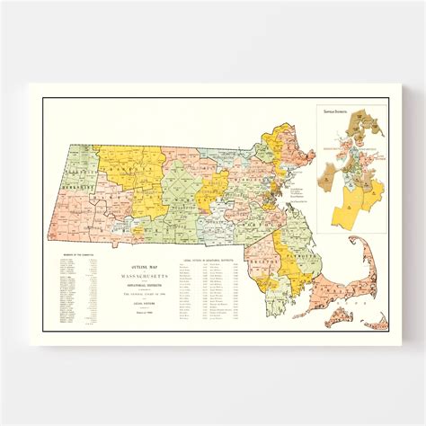 Vintage Map of Massachusetts 1906 by Ted's Vintage Art