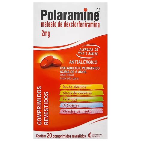 Polaramine 2mg C/ 20 Comprimidos | Drogaria Minas-Brasil