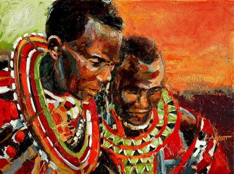 Masai Two Generations by Hyatt Moore - Painter