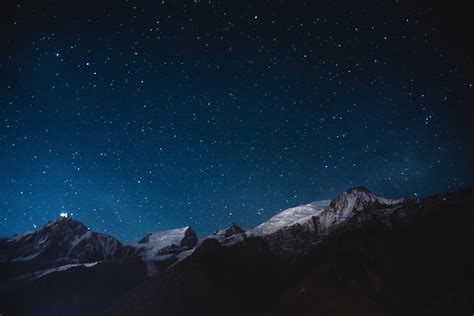 wallpaper starry sky, mountains, night HD : Widescreen : High Definition : Fullscreen