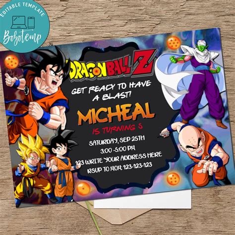 Dragon Ball Birthday Invitation Dragonball Z Invitation Printable | Bobotemp | Birthday ...