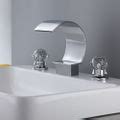 Mooni Chrome Waterfall Spout 2 Crystal Handle Widespread Bathroom Sink ...