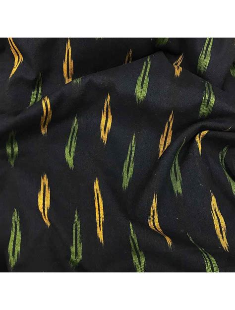 Black Ikat Handloom Cotton Fabric | Saroj Fabrics