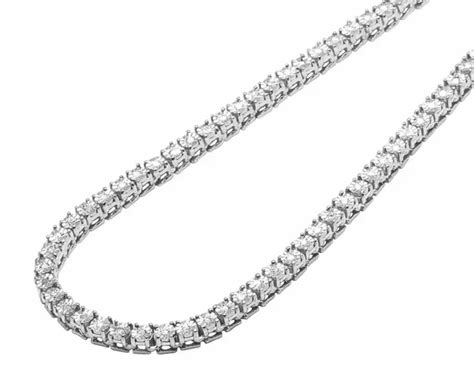 1 ROW ILLUSION 2 1/4 CT Real Diamond Tennis Chain Necklace White Gold Finish 34" $530.99 - PicClick