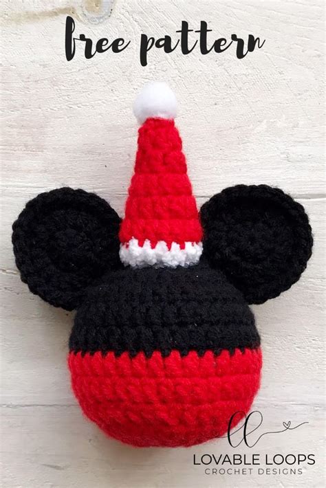 Crochet Christmas Ornaments- Mickey & Minnie (free) | Crochet mickey mouse, Crochet ornament ...