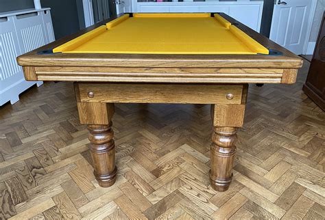 7ft Pool Dining Table in Oak & Gold - Pool Table