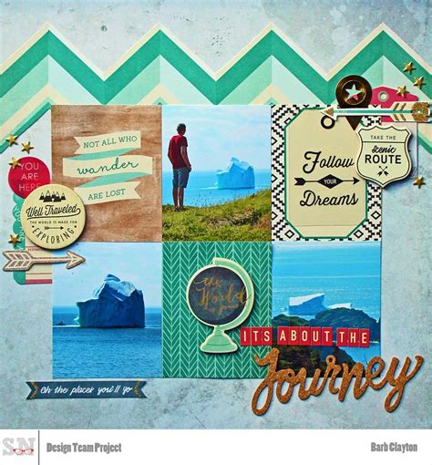 Travel scrapbook layout - Crate Paper Journey papers & embellishments Travel Scrapbook Pages ...