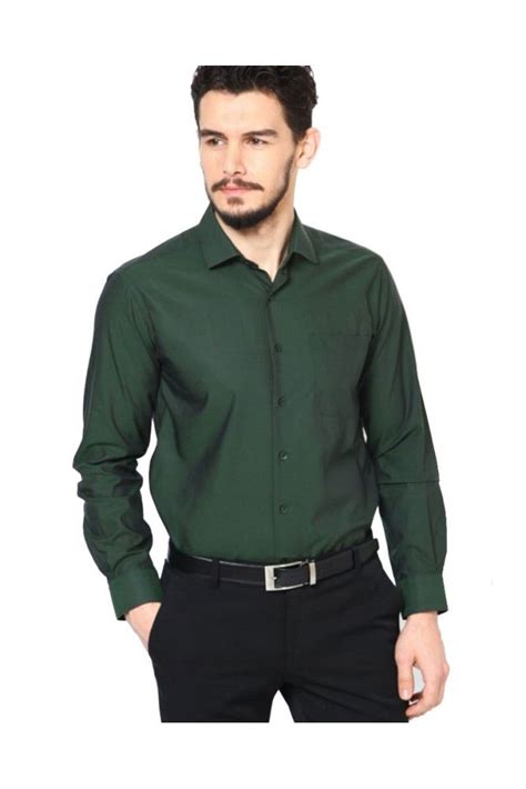 Wear this dark green formal shirt in your next office meeting. # ...