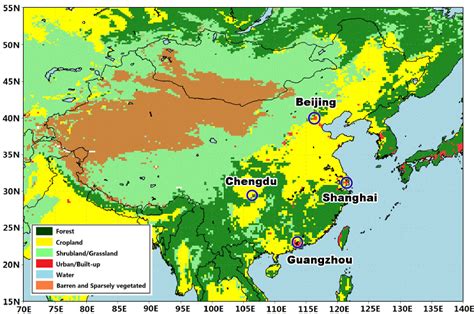 Map showing the land-use pattern in China (based on 2004 MODIS ...